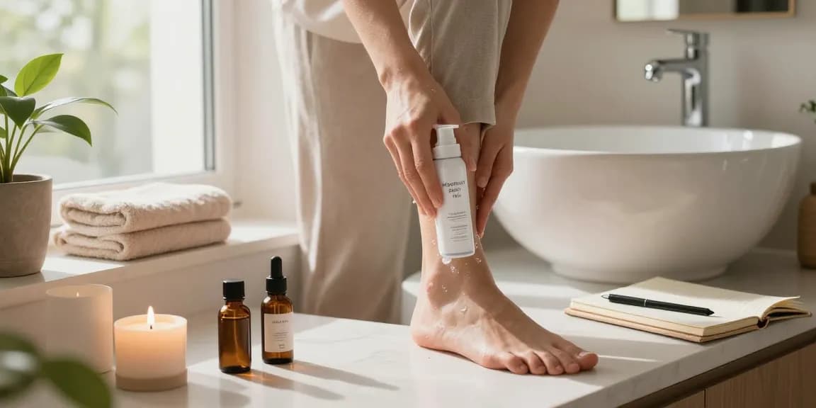 Magnesium Body Spray application in a serene wellness bathroom setting.