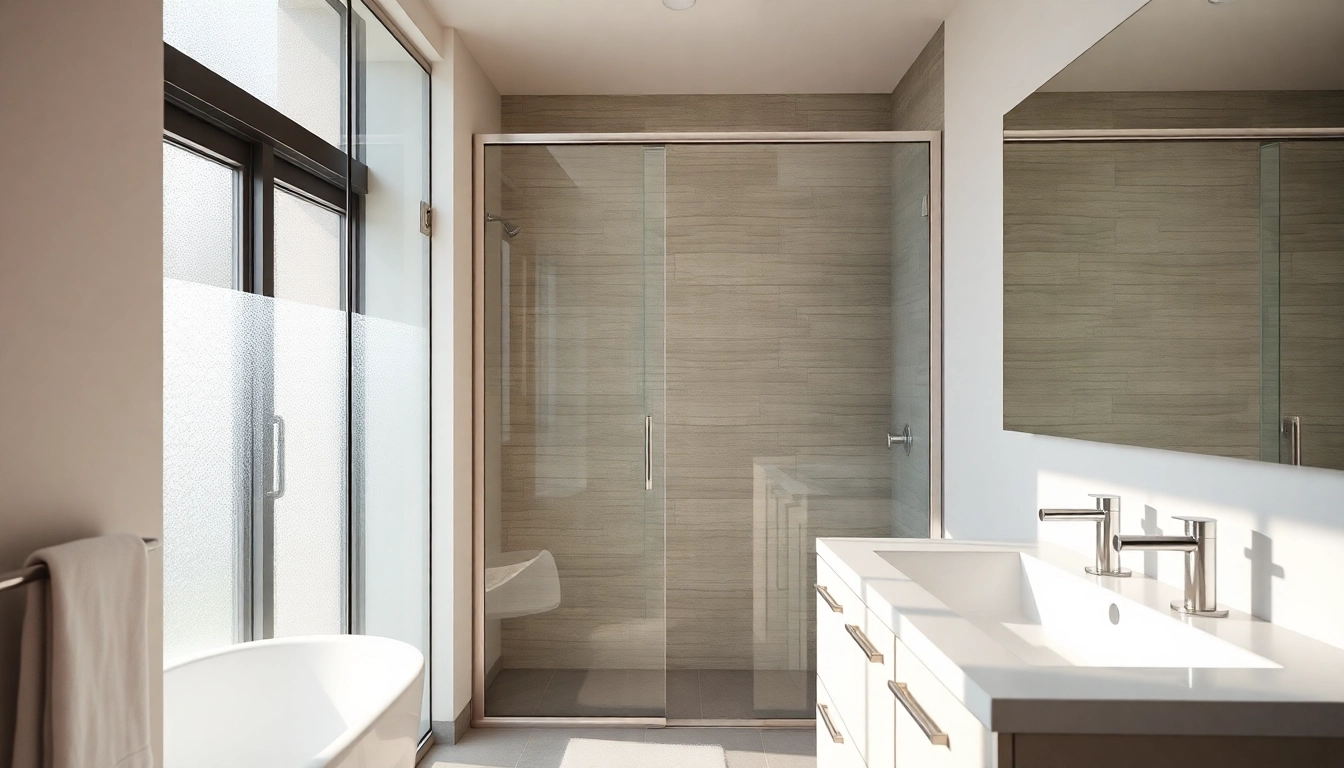 Admire these elegant sliding shower doors designed for modern bathrooms.