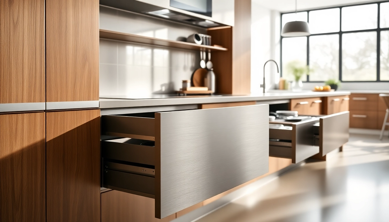 Enhance storage with a premium Double Wall Drawer System showcasing sleek metal design and functionality.