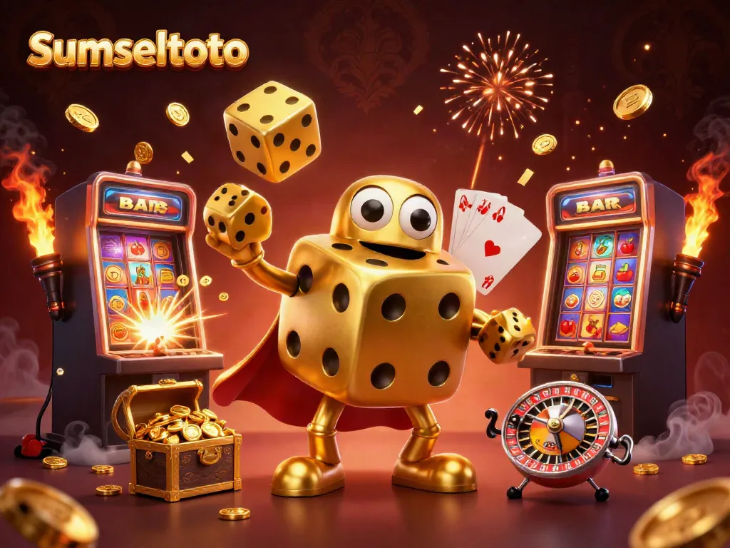 Engage in thrilling gameplay with massive golden dice golem in a dynamic casino setting at sumseltoto.