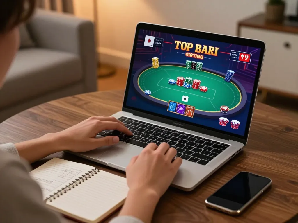 Engaging online gaming scene showing a player enjoying lc88 best casino experience on laptop.