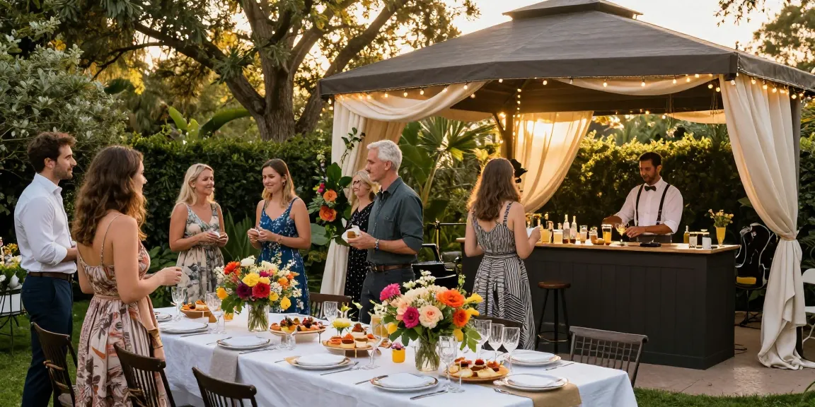 Experience the elegance of gazebo hire London at a stylish garden party with unique decor.