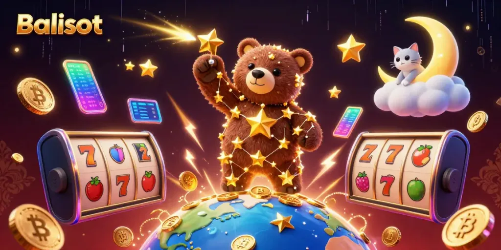 Engage with Balislot's exciting slots experience filled with vibrant characters and gaming elements.
