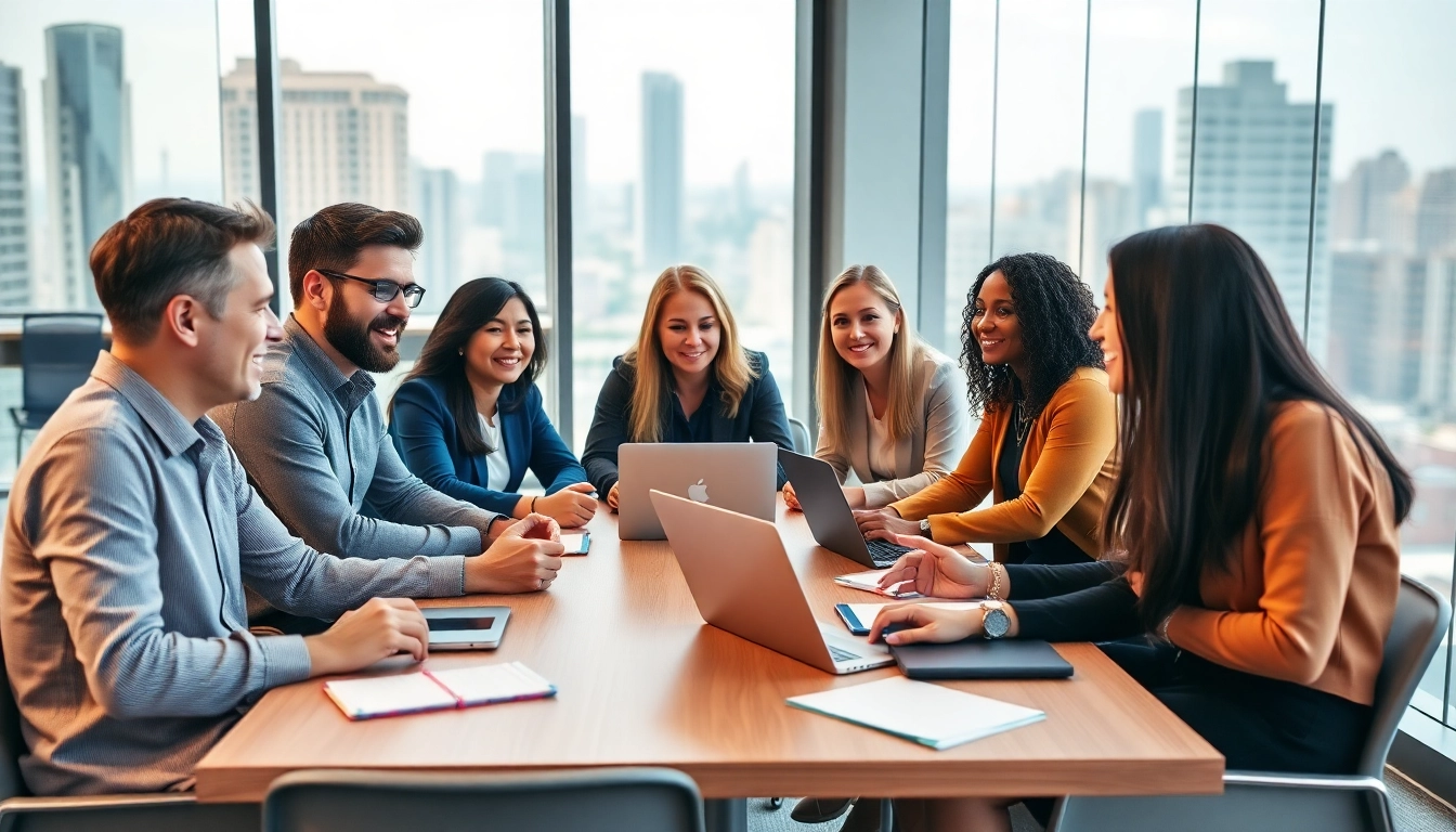 Business owners collaborating in a bright office setting during a meeting.