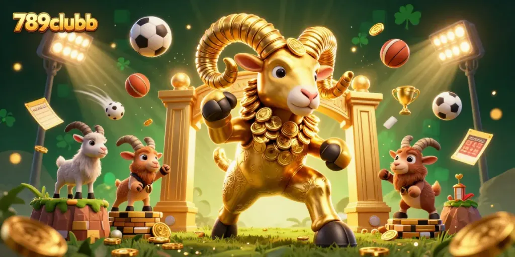 Experience thrilling gameplay with 789clubb's vibrant 3D casino scene featuring dynamic sports elements.