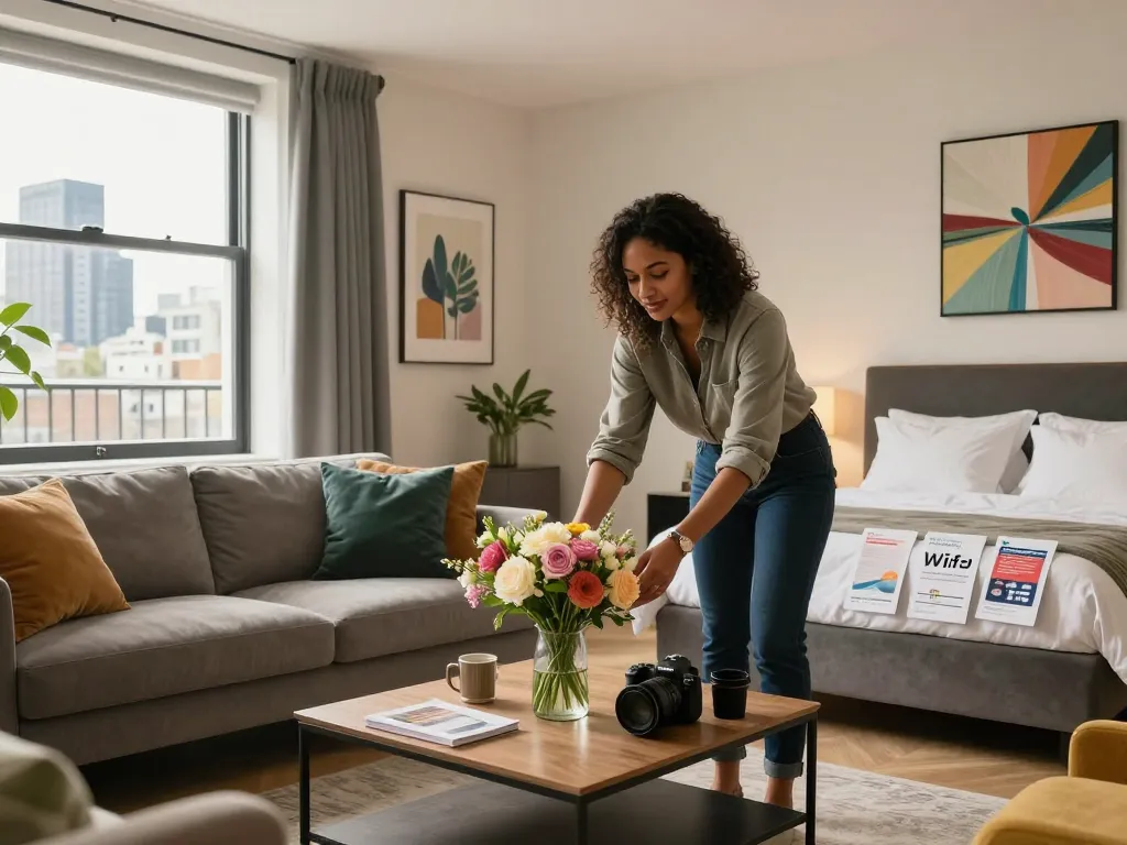 Airbnb management London: stylish apartment setup preparing for guests, showcasing short-term rental appeal.