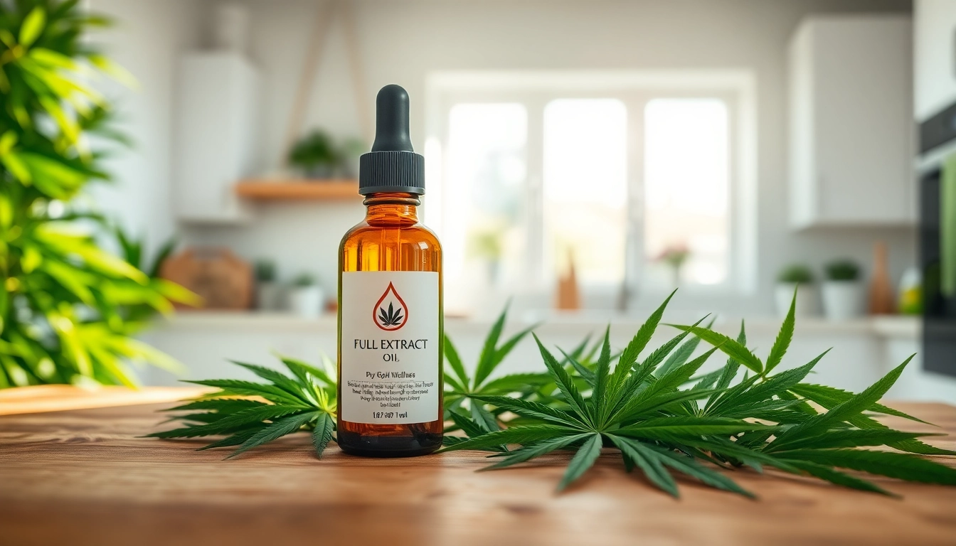 Shop full extract cannabis oil for sale UK with natural hemp elements in serene setting.