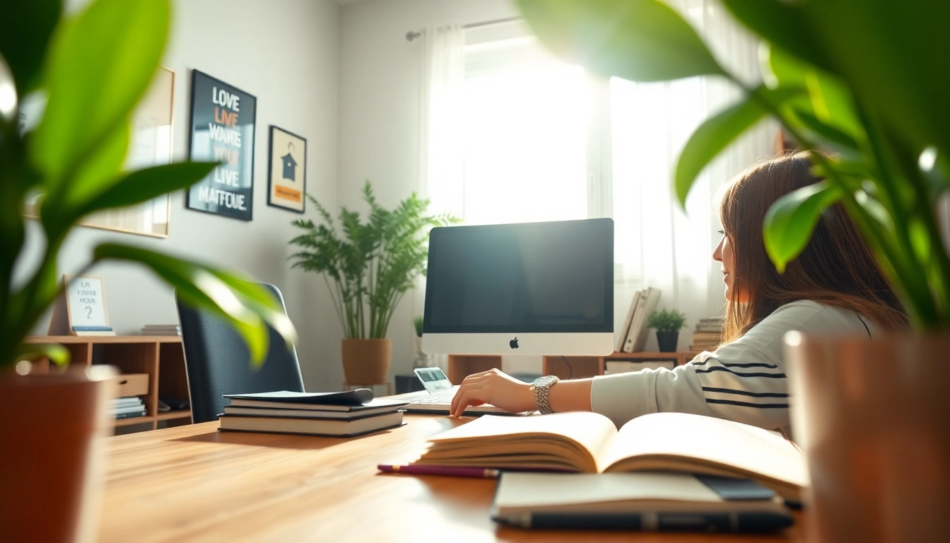 Online exams help visualized through a focused study session in a bright, inviting setup.