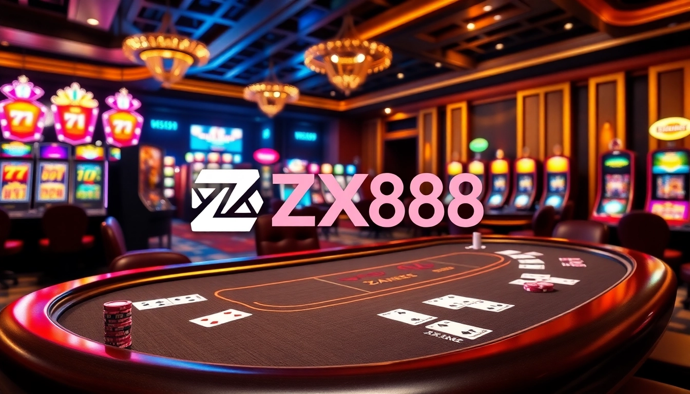 Experience thrilling gameplay at ZX88 with vibrant casino tables and slot machines.