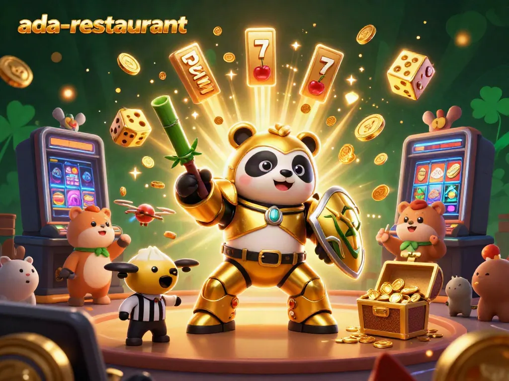 Experience thrilling jackpots at ada-restaurant with dynamic casino-themed illustration