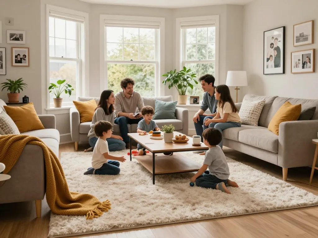 Affordable carpets London enhancing family comfort in a cozy living room.