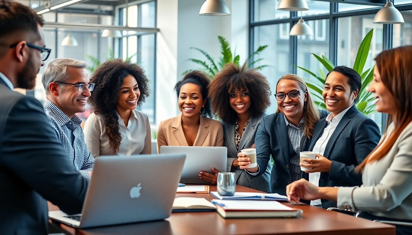 Business owners engaging in teamwork during a vibrant brainstorming session.