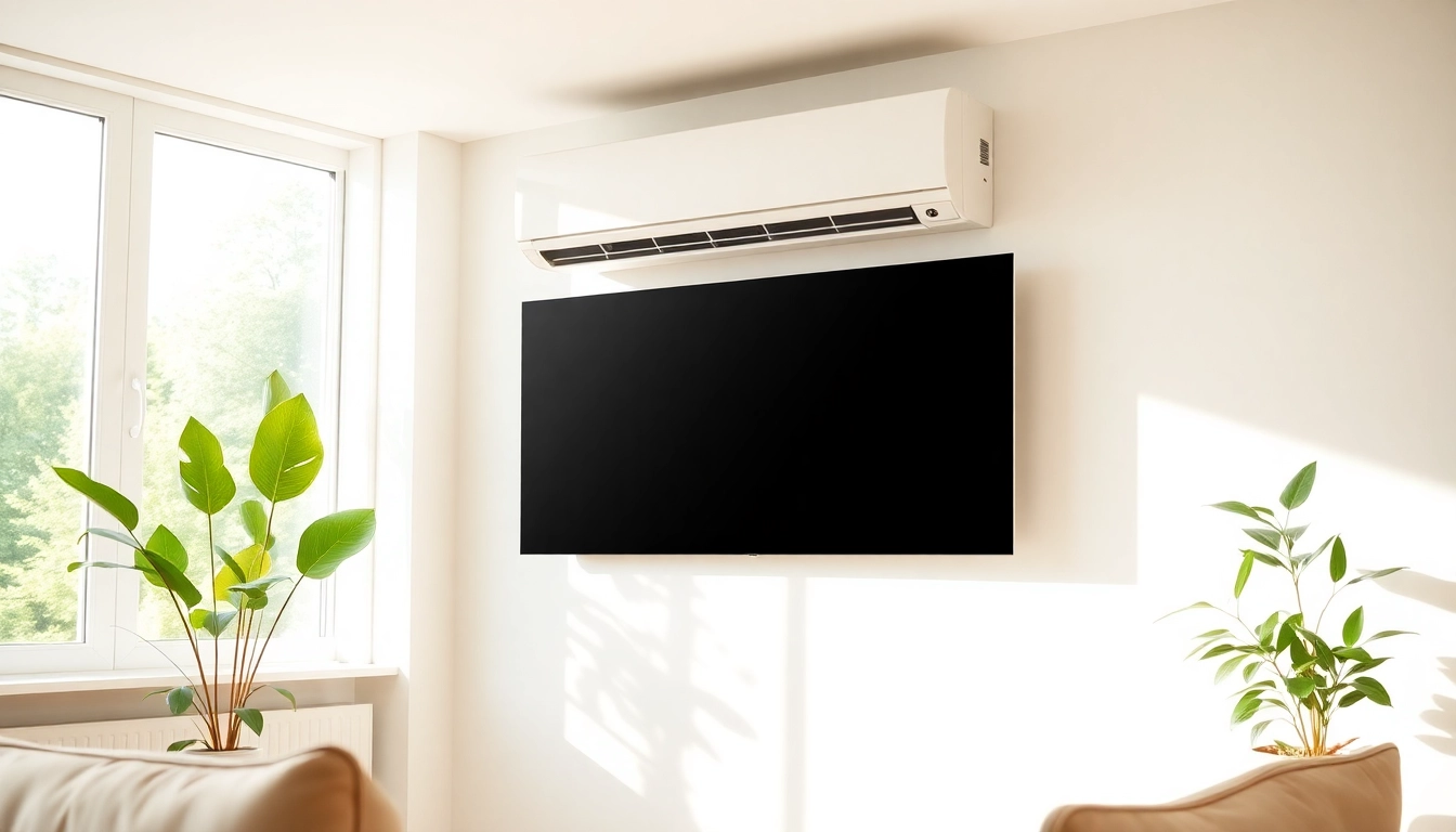 Installing a mitsubishi mini split ac in a stylish modern living room.