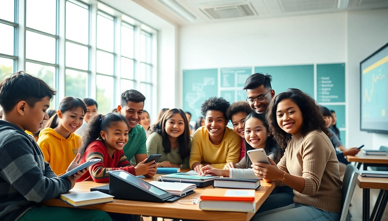 Inspiring classroom learning with diverse students using 有道 technology in an engaging educational environment.
