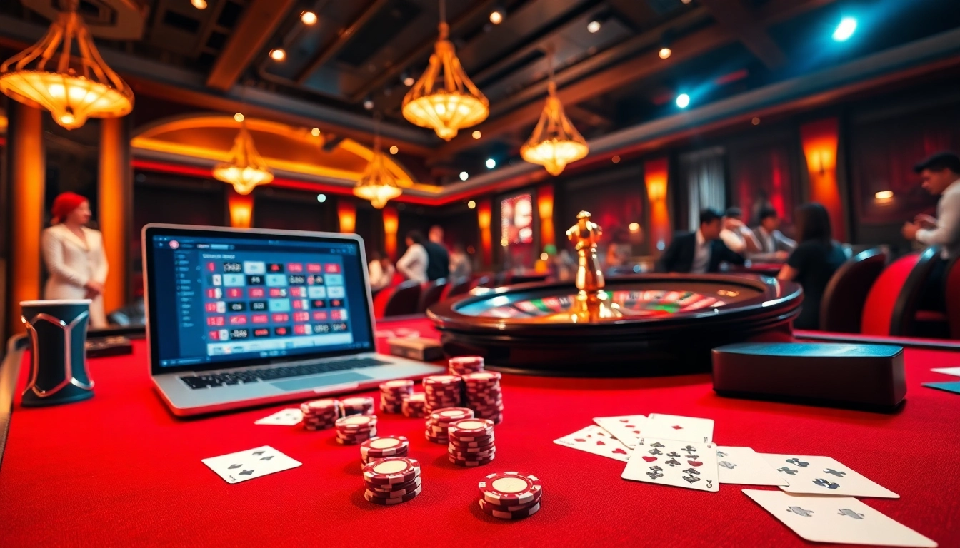 Experience the thrill of mm66 bet at a luxurious casino table with cards and roulette.