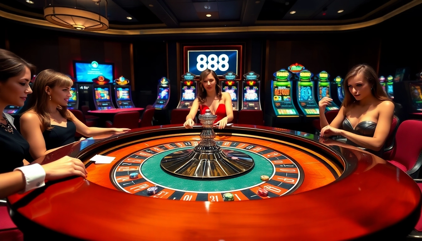 Engaging players strategically betting at a luxurious casino table, highlighting 888vi excitement.