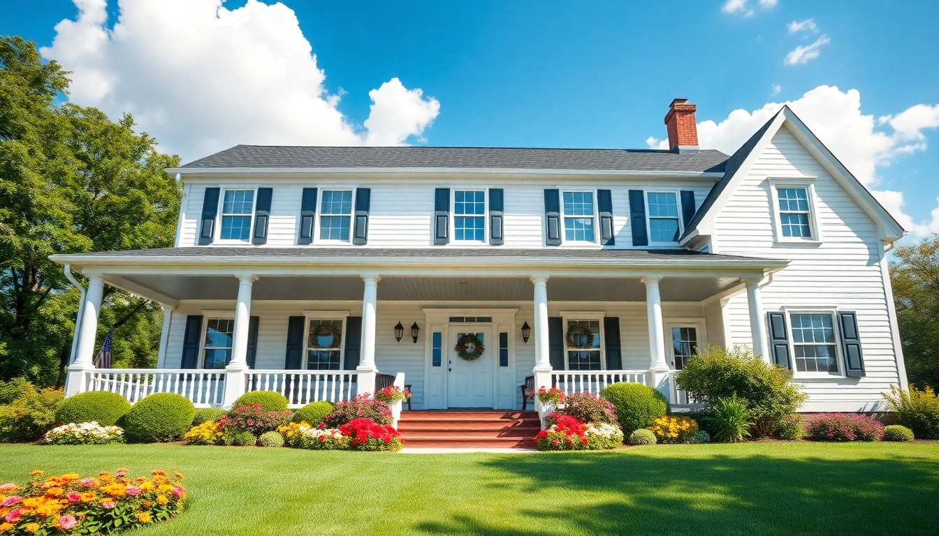 Explore colonial home renovation showcasing a beautifully restored colonial house surrounded by vibrant landscaping.