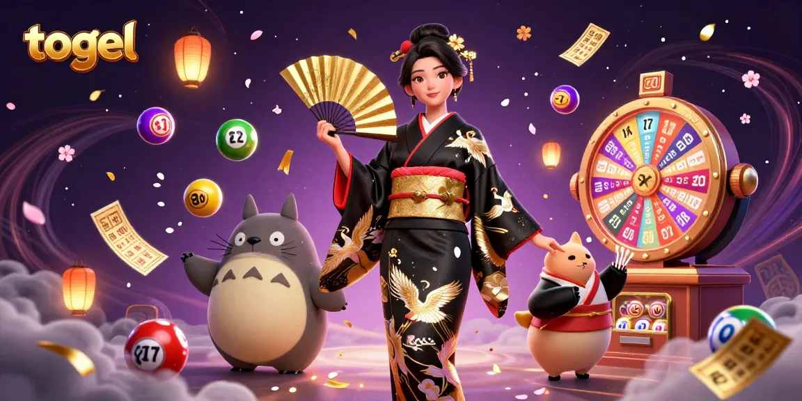 Engage with togel dynamics in a vibrant 3D illustration featuring lottery excitement and Asian culture.