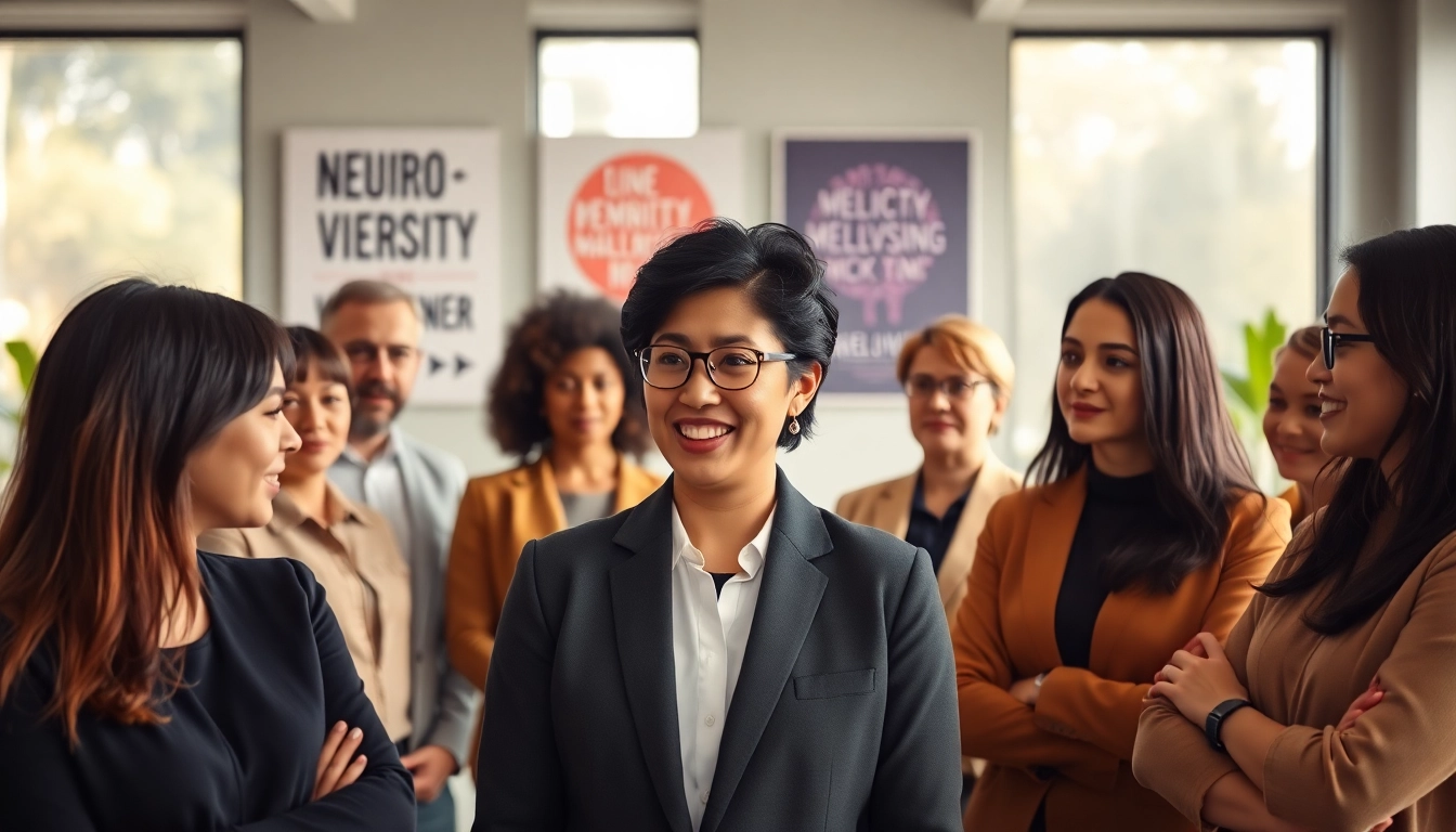 Managers participating in neurodiversity training for managers in an engaging office environment.