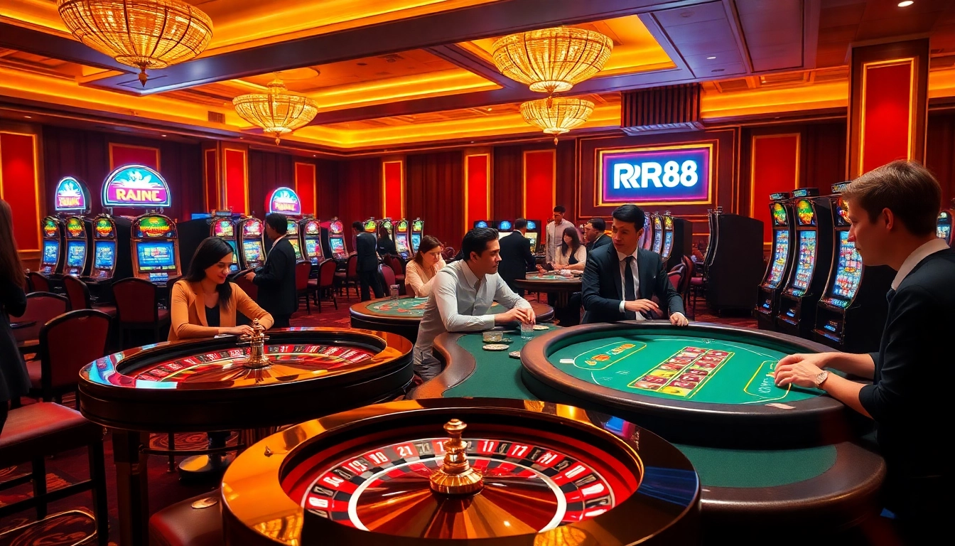 Experience the thrill of RR88 casino gaming with vibrant tables and engaged players.