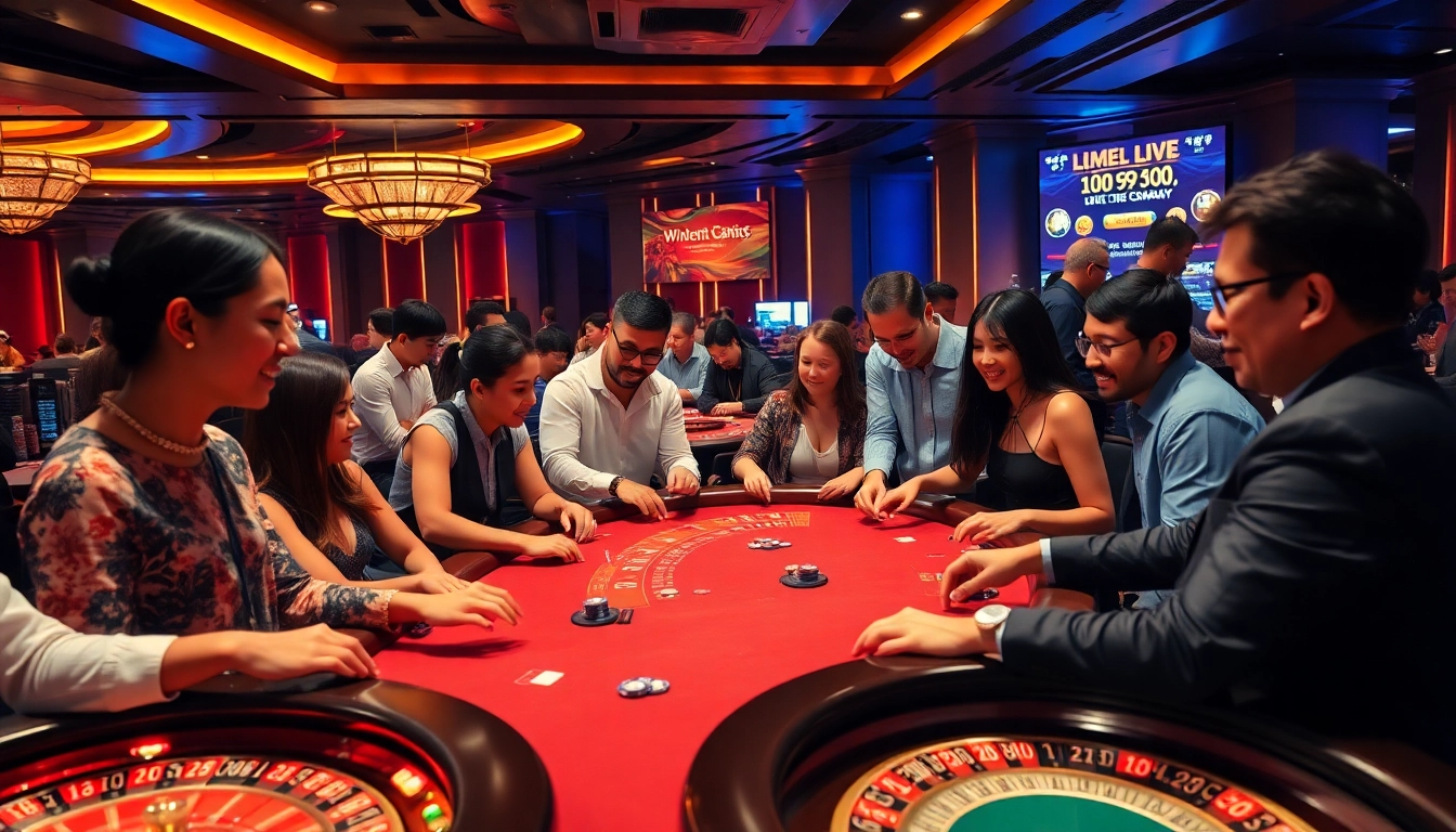 Dynamic casino gaming experience at winvn88.live with engaged players and stylish decor.