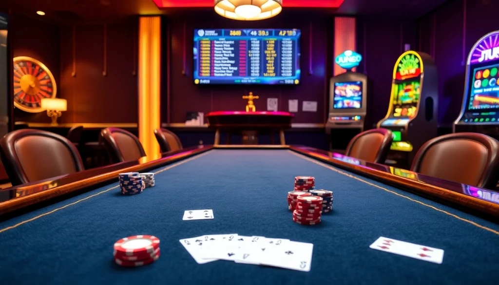 Experience thrilling gameplay at https://jun88.pizza/ with vibrant casino tables and engaging slot machines.