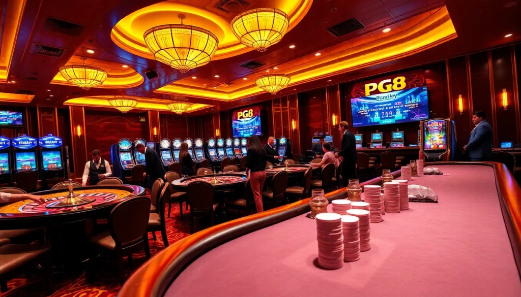 Experience the excitement of pg 88 with vibrant gaming tables and luxury casino decor.