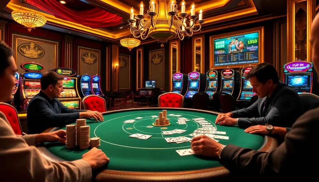 Experience thrilling gameplay at https://i9bet2h.store/ with a luxurious poker table and eager players.
