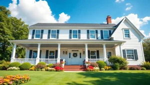 Explore colonial home renovation showcasing a beautifully restored colonial house surrounded by vibrant landscaping.