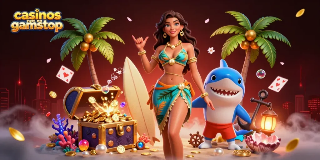 Experience thrilling fun at casinos not on gamstop with vibrant gaming elements in a tropical paradise.