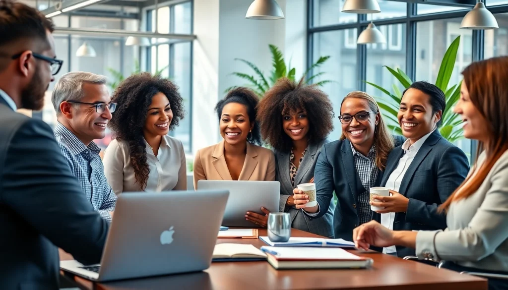 Business owners engaging in teamwork during a vibrant brainstorming session.