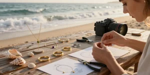 Modern heirloom jewellery displayed with coastal inspiration, capturing elegance and craftsmanship.