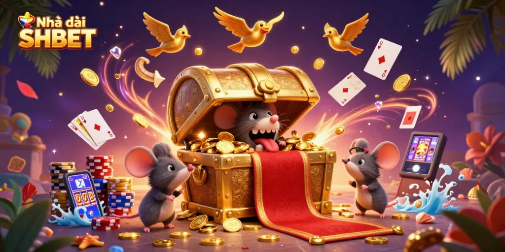 Experience the thrill of Nhà cái SHBET's vibrant slot games, shimmering treasures, and dynamic casino action.