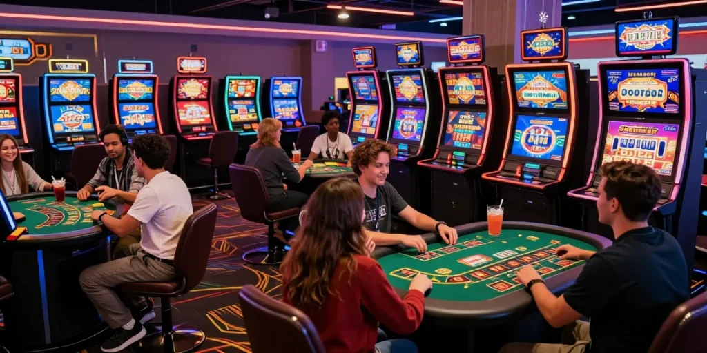 Players engaging at a credit card casino, showcasing excitement and vibrant atmosphere at https://cullengolfclub.co.uk/.