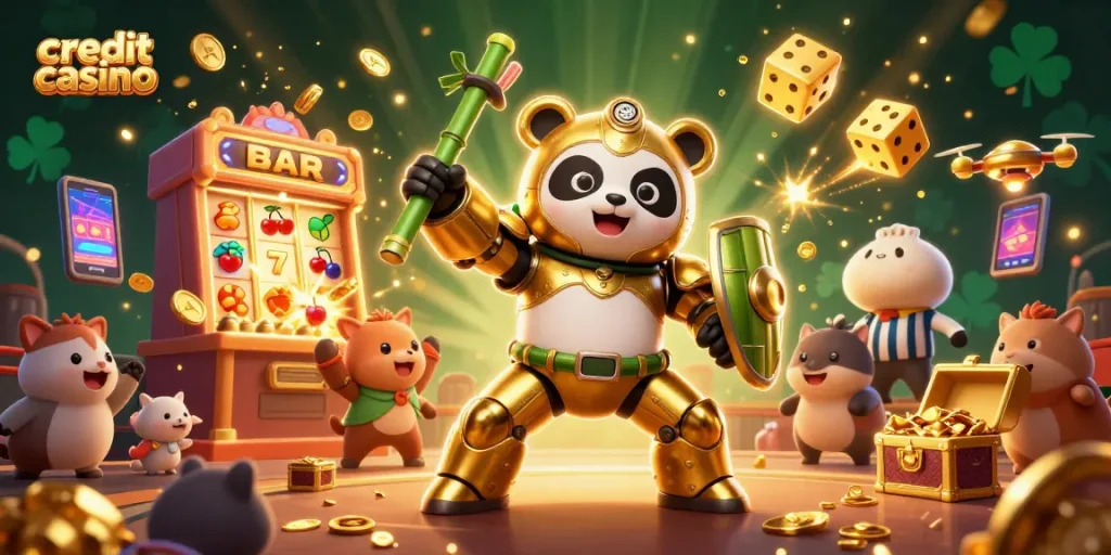 Experience thrilling action at a credit card casino with exciting games and vibrant characters.