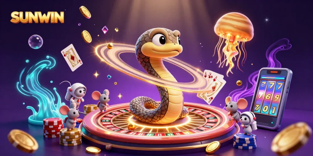 Experience SUNWIN with astronaut mice betting around a cosmic roulette wheel